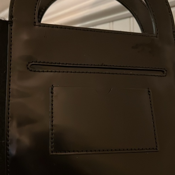 Kate Spade Saturday wool felt black patent leather tote 14” x 14” - Picture 5 of 6